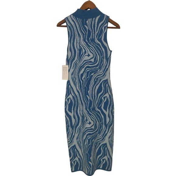 Westbridge Apparel Blue Abstract Zebra Knit Midi Dress  Prototype Sample Size M - Picture 2 of 6